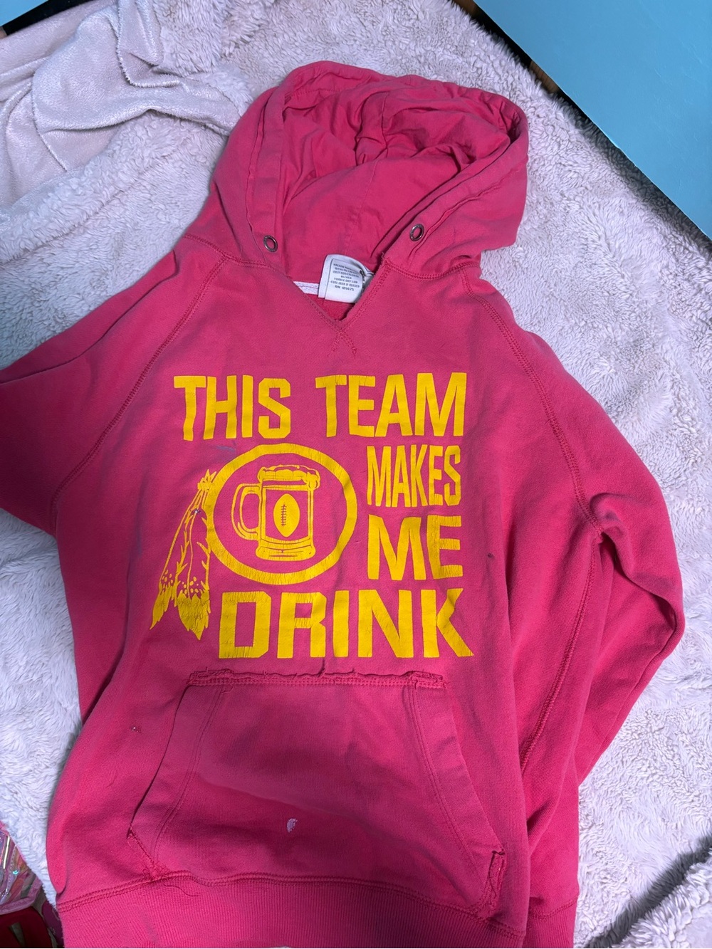 J. America Hot Pink Hoodie with Yellow Graphic